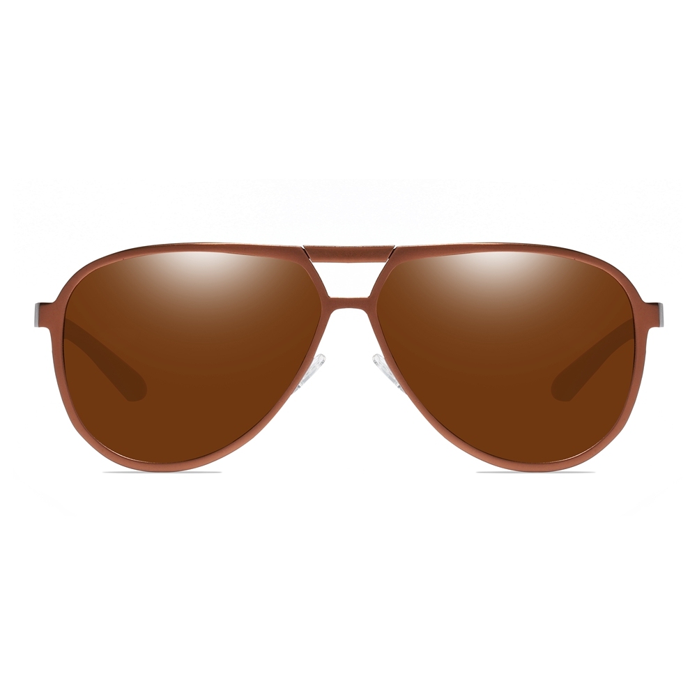 Custom Aircraft Aluminum Aviator Sunglasses for Businessmen Morden Pilot Shades Double Bridge Oversized Teardrop Polarized Glasses Wholesale