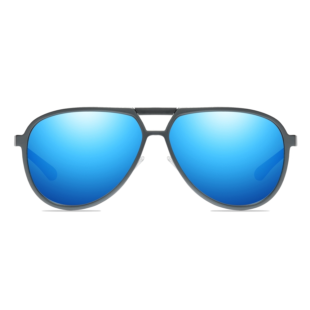 Custom Aircraft Aluminum Aviator Sunglasses for Businessmen Morden Pilot Shades Double Bridge Oversized Teardrop Polarized Glasses Wholesale