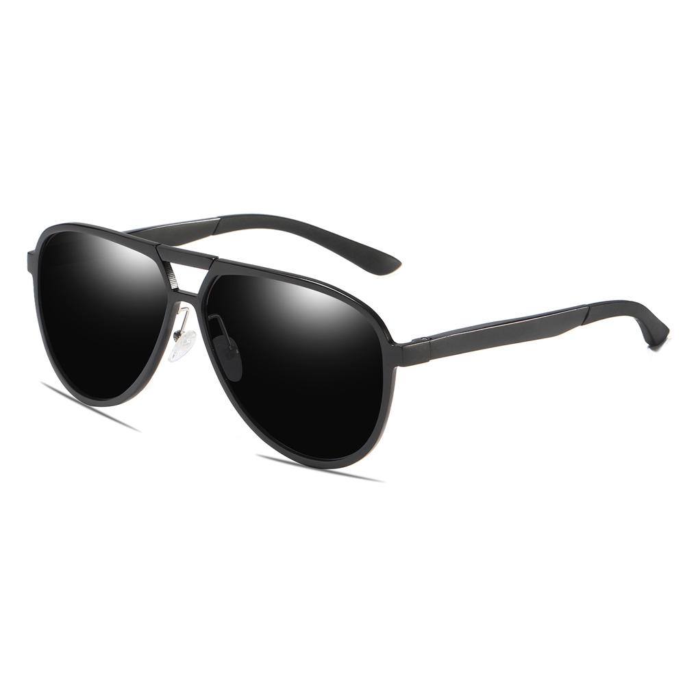 Custom Aircraft Aluminum Aviator Sunglasses for Businessmen Morden Pilot Shades Double Bridge Oversized Teardrop Polarized Glasses Wholesale