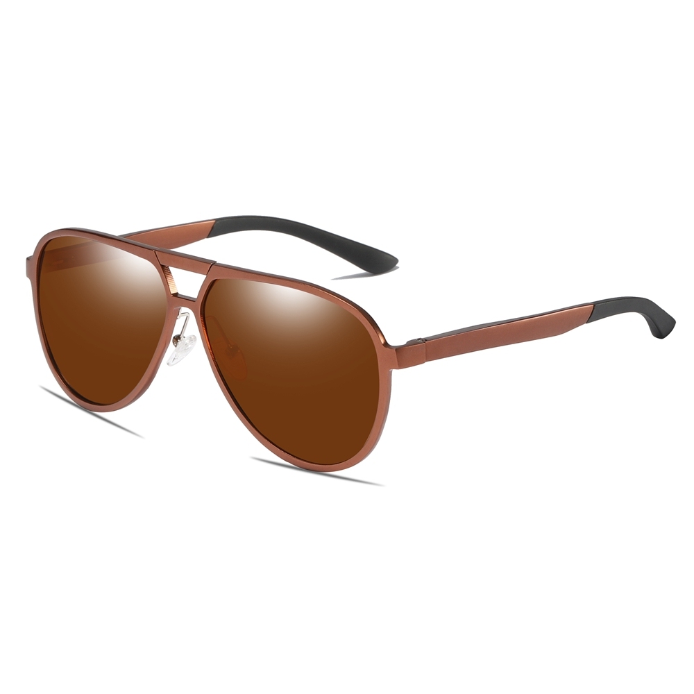 Custom Aircraft Aluminum Aviator Sunglasses for Businessmen Morden Pilot Shades Double Bridge Oversized Teardrop Polarized Glasses Wholesale