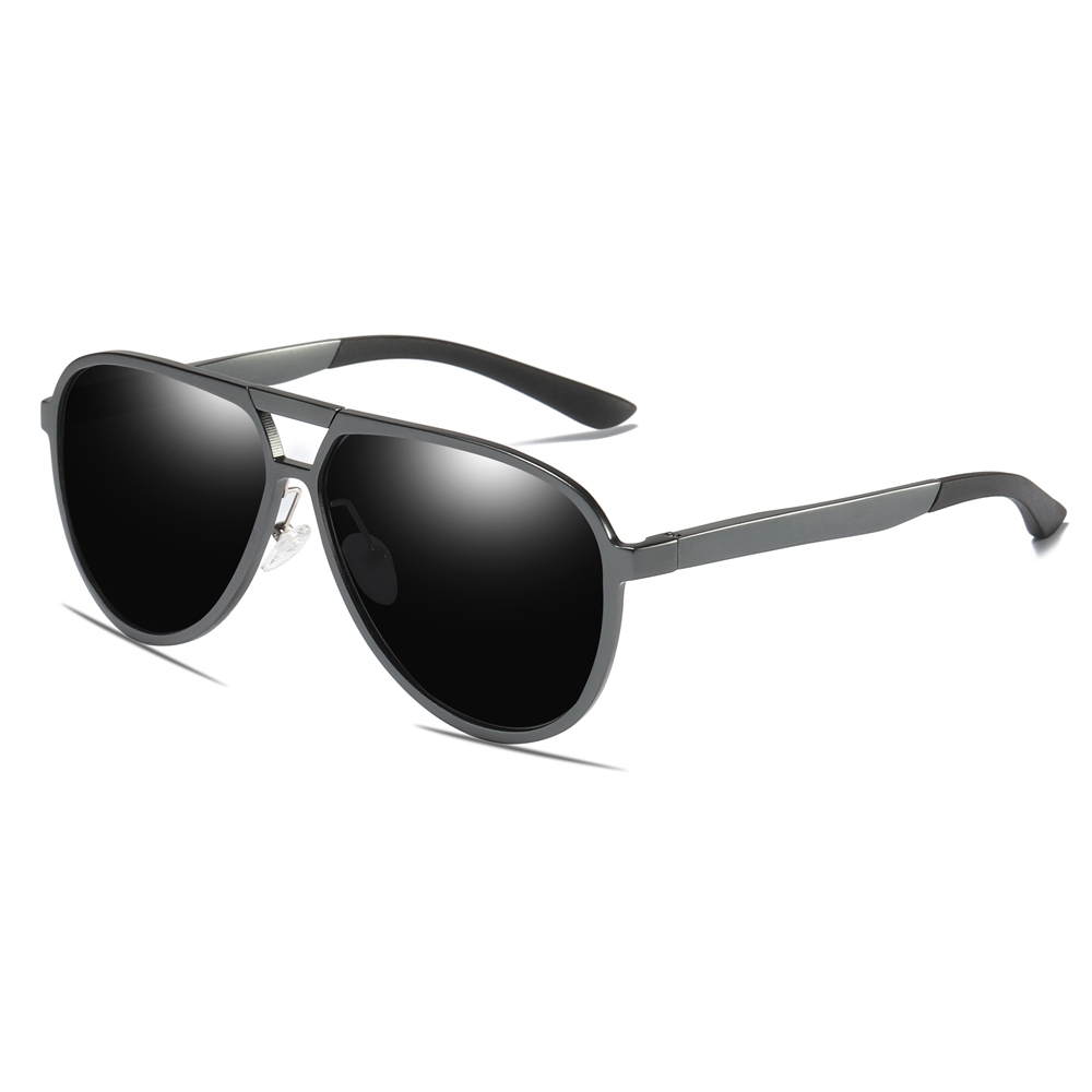 Custom Aircraft Aluminum Aviator Sunglasses for Businessmen Morden Pilot Shades Double Bridge Oversized Teardrop Polarized Glasses Wholesale