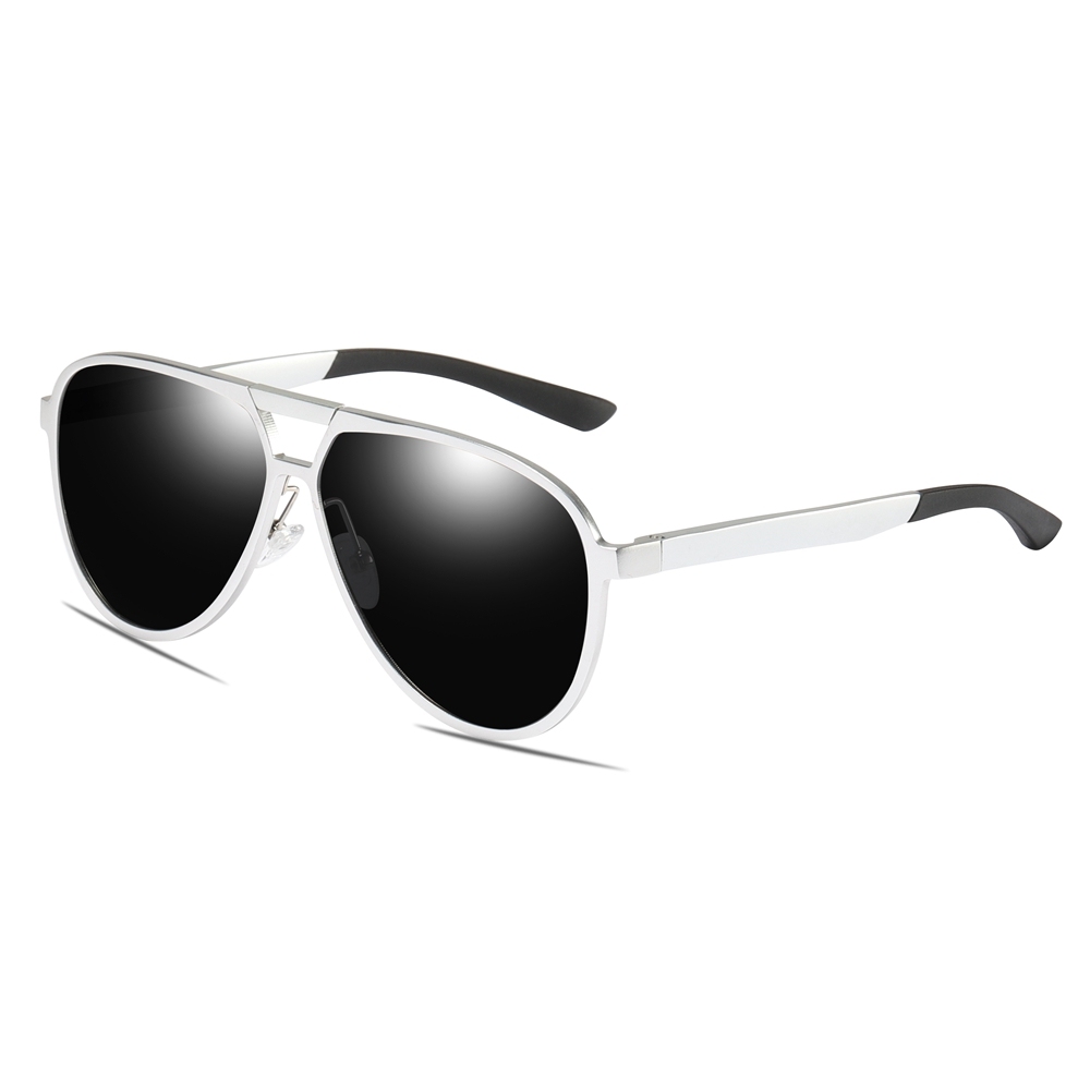 Custom Aircraft Aluminum Aviator Sunglasses for Businessmen Morden Pilot Shades Double Bridge Oversized Teardrop Polarized Glasses Wholesale