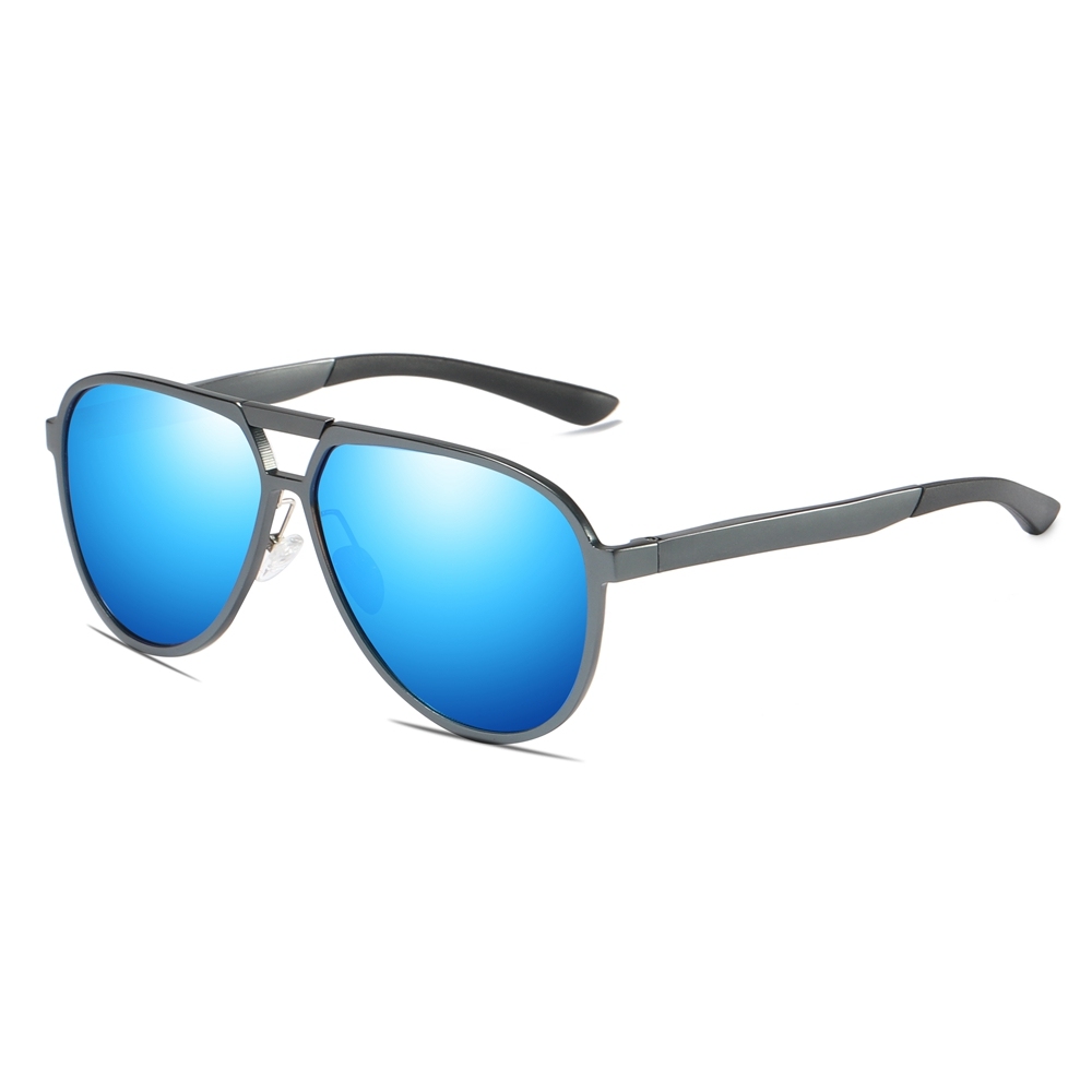 Custom Aircraft Aluminum Aviator Sunglasses for Businessmen Morden Pilot Shades Double Bridge Oversized Teardrop Polarized Glasses Wholesale