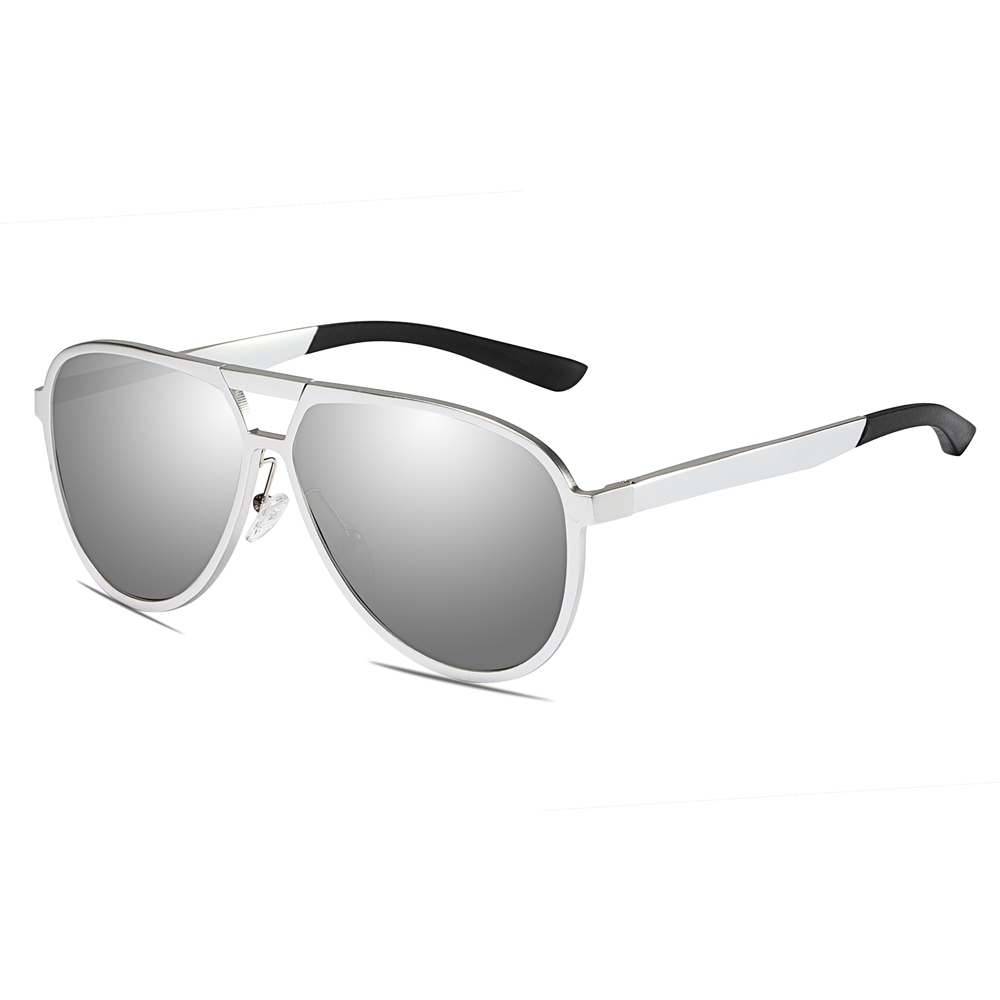 Custom Aircraft Aluminum Aviator Sunglasses for Businessmen Morden Pilot Shades Double Bridge Oversized Teardrop Polarized Glasses Wholesale