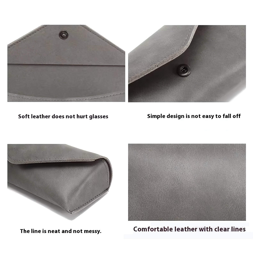 Custom Sunglasses Packaging Box Luxury Hidden Snap Button Faux Suede Soft Leather Flap Closure Eyewear Case Wholesale Supplier China