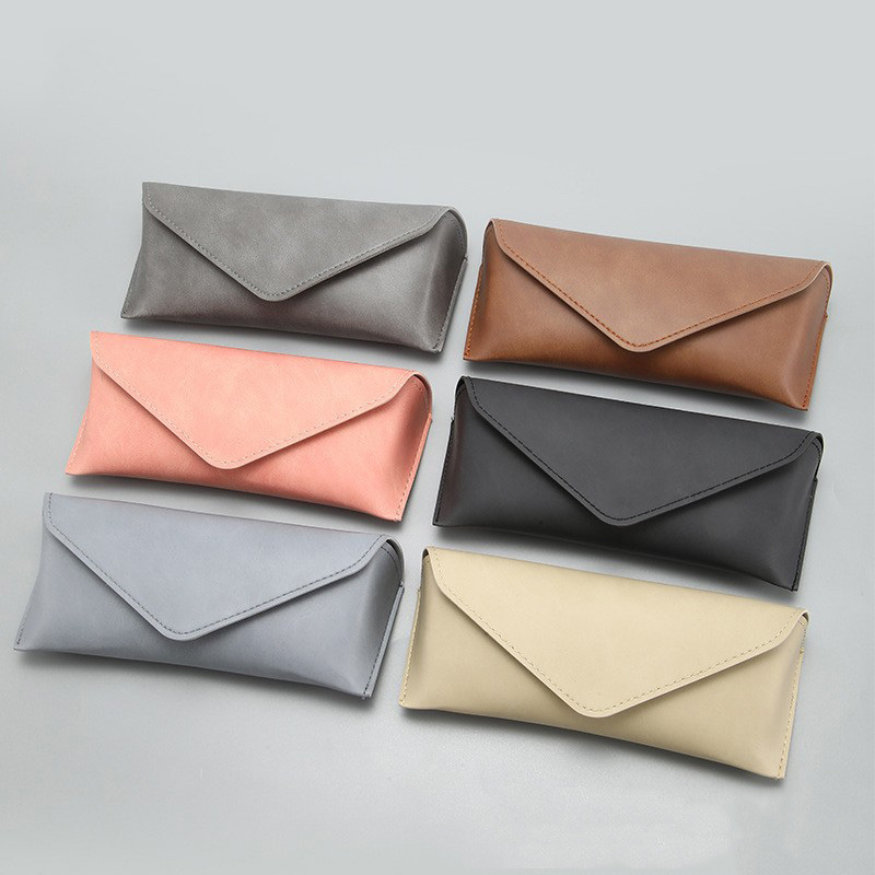 Custom Sunglasses Packaging Box Luxury Hidden Snap Button Faux Suede Soft Leather Flap Closure Eyewear Case Wholesale Supplier China