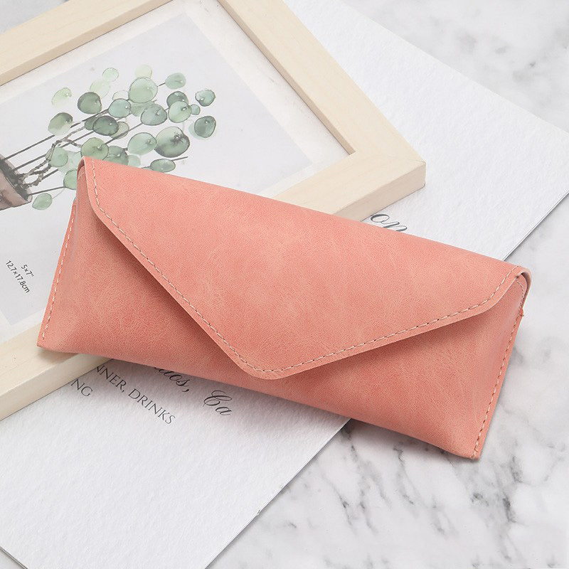 Custom Sunglasses Packaging Box Luxury Hidden Snap Button Faux Suede Soft Leather Flap Closure Eyewear Case Wholesale Supplier China