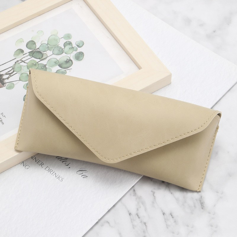 Custom Sunglasses Packaging Box Luxury Hidden Snap Button Faux Suede Soft Leather Flap Closure Eyewear Case Wholesale Supplier China