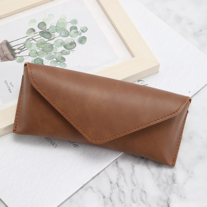 Custom Sunglasses Packaging Box Luxury Hidden Snap Button Faux Suede Soft Leather Flap Closure Eyewear Case Wholesale Supplier China