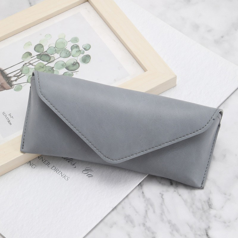 Custom Sunglasses Packaging Box Luxury Hidden Snap Button Faux Suede Soft Leather Flap Closure Eyewear Case Wholesale Supplier China