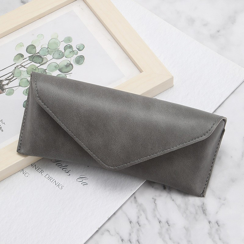 Custom Sunglasses Packaging Box Luxury Hidden Snap Button Faux Suede Soft Leather Flap Closure Eyewear Case Wholesale Supplier China