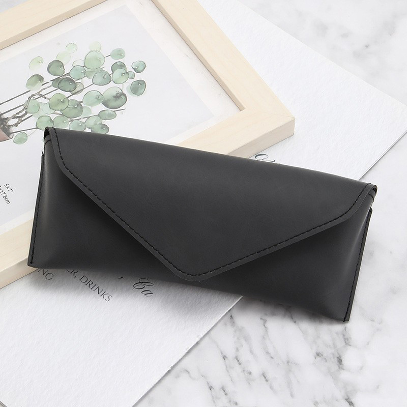 Custom Sunglasses Packaging Box Luxury Hidden Snap Button Faux Suede Soft Leather Flap Closure Eyewear Case Wholesale Supplier China