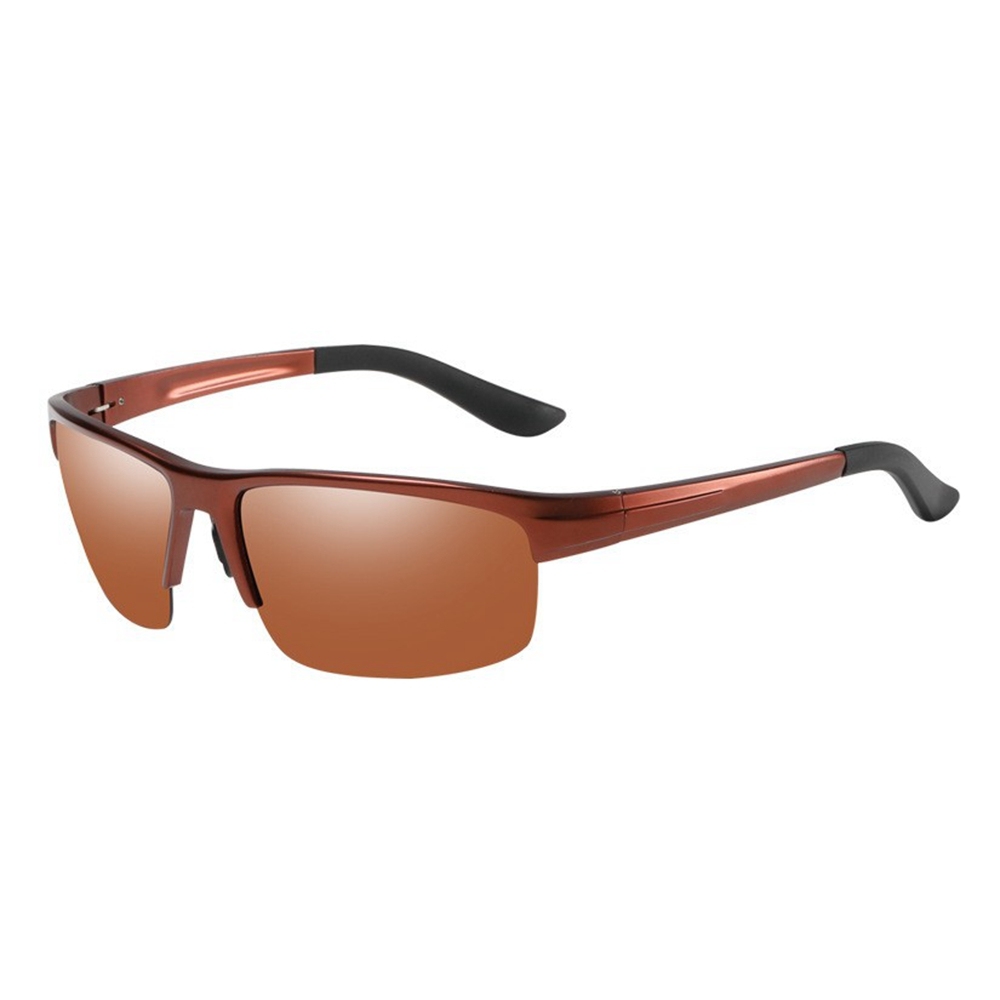 Custom Lightweight Aluminium Half Rim Sports Sunglasses Polarized Fishing Shades for Men Anti Sun Glare Driving Glasses Wholesale Supplier China