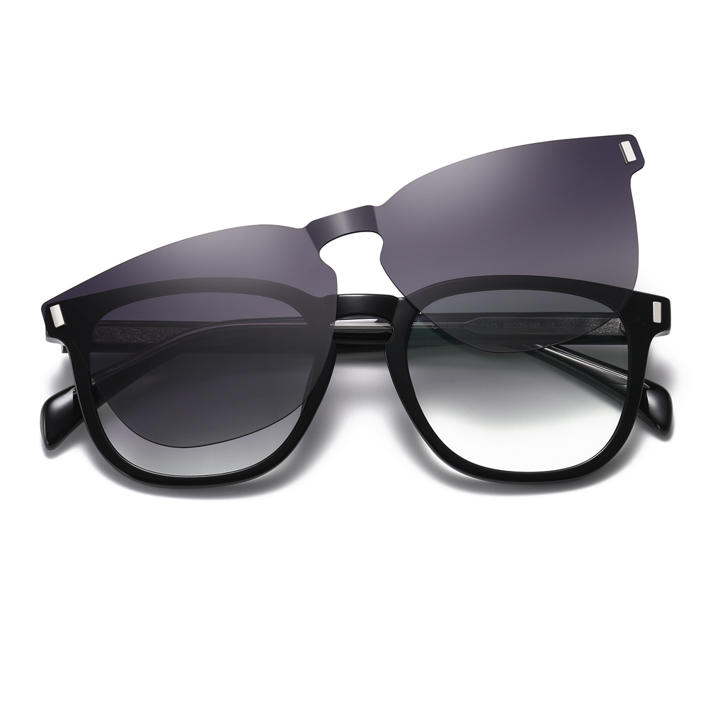 Custom Unisex TR90 Detachable Classic Square Eyeglasses Frames with Magnetic Clip On Sunglasses Over Prescription Glasses Manufacturer China