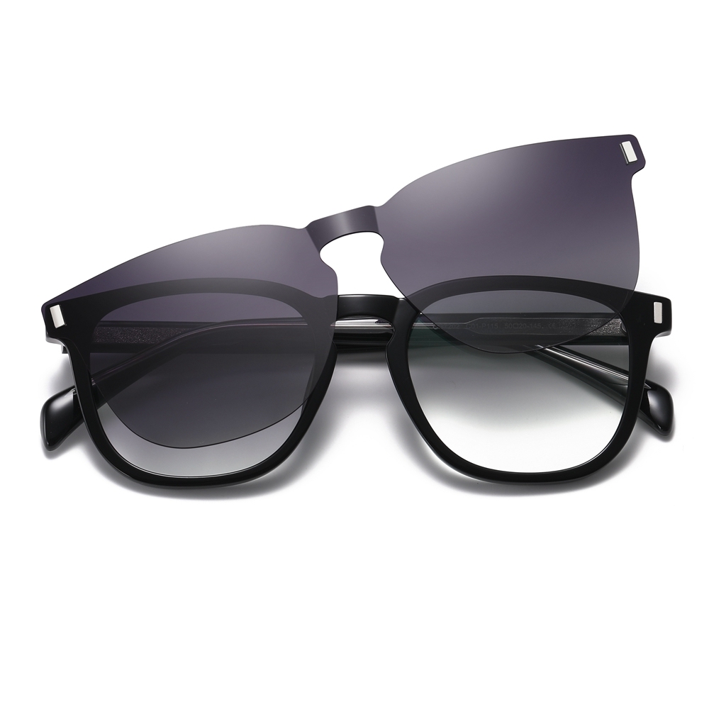 Custom Unisex TR90 Detachable Classic Square Eyeglasses Frames with Magnetic Clip On Sunglasses Over Prescription Glasses Manufacturer China