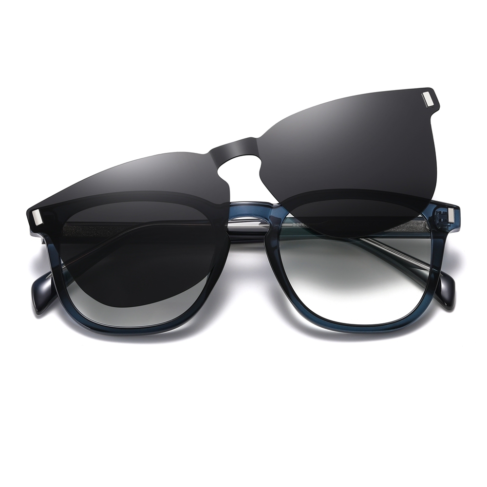 Custom Unisex TR90 Detachable Classic Square Eyeglasses Frames with Magnetic Clip On Sunglasses Over Prescription Glasses Manufacturer China