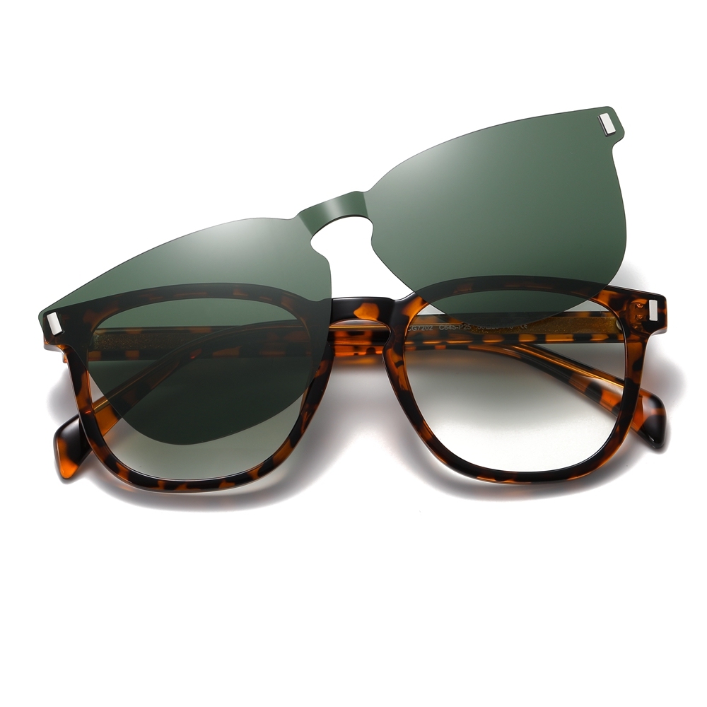 Custom Unisex TR90 Detachable Classic Square Eyeglasses Frames with Magnetic Clip On Sunglasses Over Prescription Glasses Manufacturer China