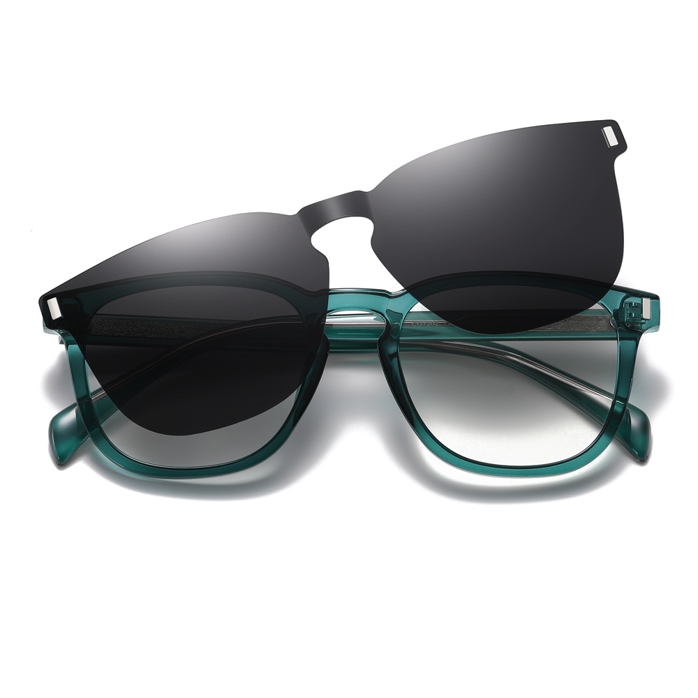 Custom Unisex TR90 Detachable Classic Square Eyeglasses Frames with Magnetic Clip On Sunglasses Over Prescription Glasses Manufacturer China