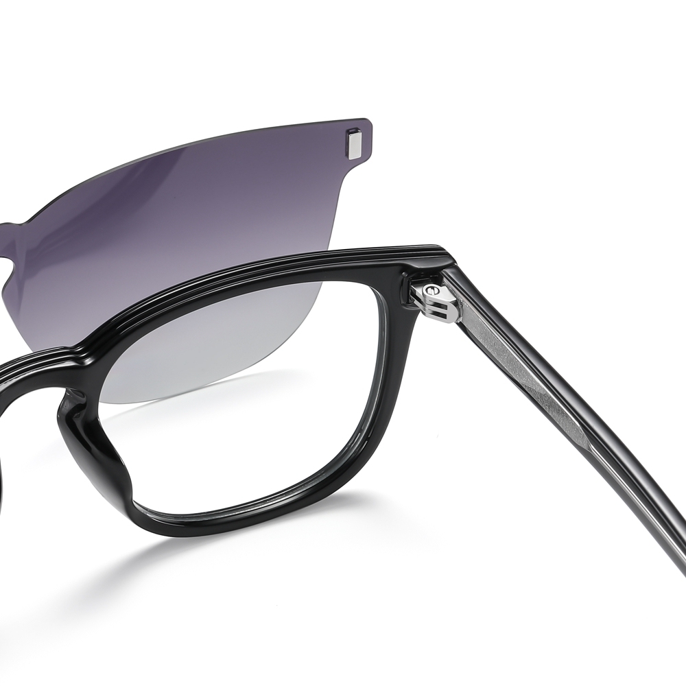 Custom Unisex TR90 Detachable Classic Square Eyeglasses Frames with Magnetic Clip On Sunglasses Over Prescription Glasses Manufacturer China