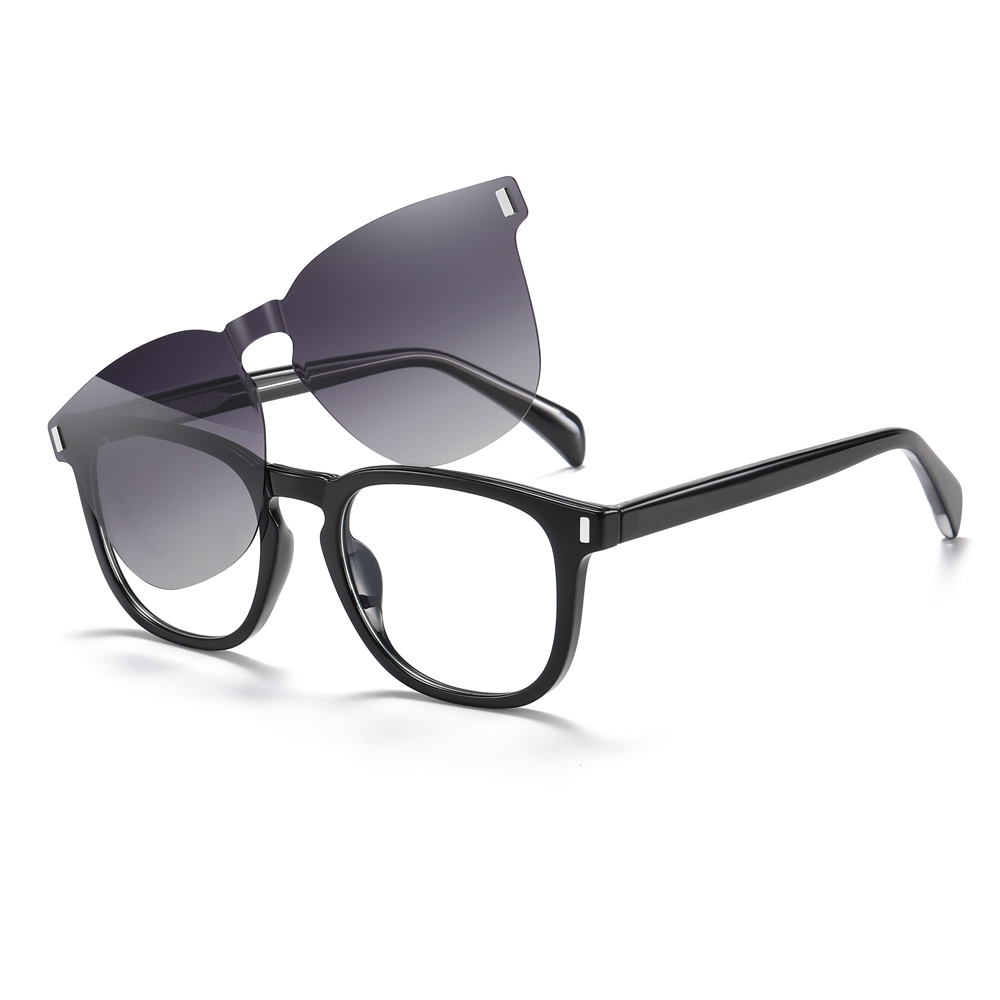 Custom Unisex TR90 Detachable Classic Square Eyeglasses Frames with Magnetic Clip On Sunglasses Over Prescription Glasses Manufacturer China