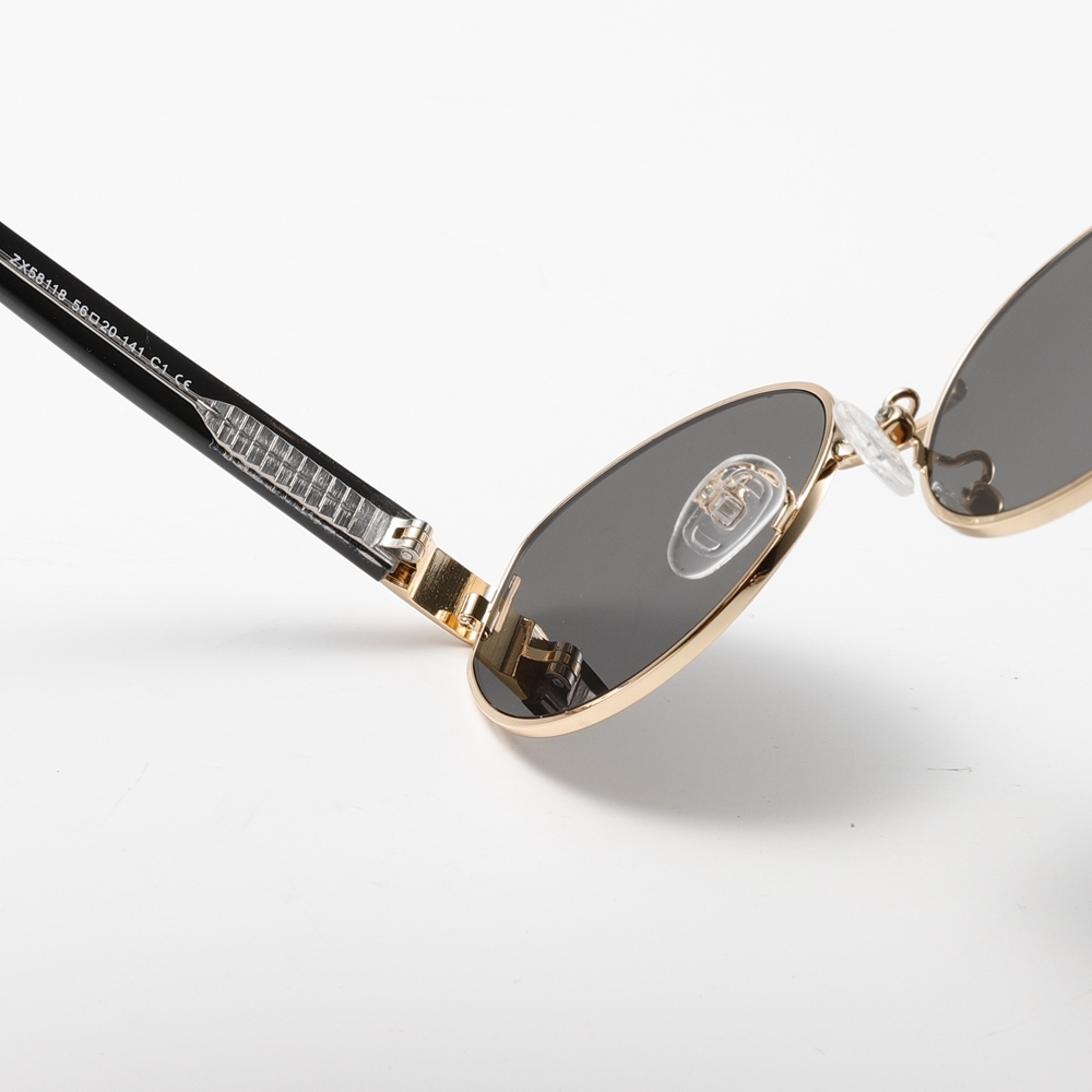 Custom Ladies Street Style Sunglasses Metal Frames with Acetate Arms Retro Oval Shades for Women's Designer Eyewear Wholesale Manufacturer