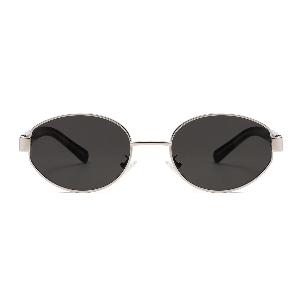 Custom Ladies Street Style Sunglasses Metal Frames with Acetate Arms Retro Oval Shades for Women's Designer Eyewear Wholesale Manufacturer