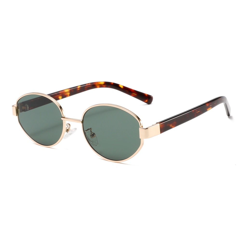 Custom Ladies Street Style Sunglasses Metal Frames with Acetate Arms Retro Oval Shades for Women's Designer Eyewear Wholesale Manufacturer