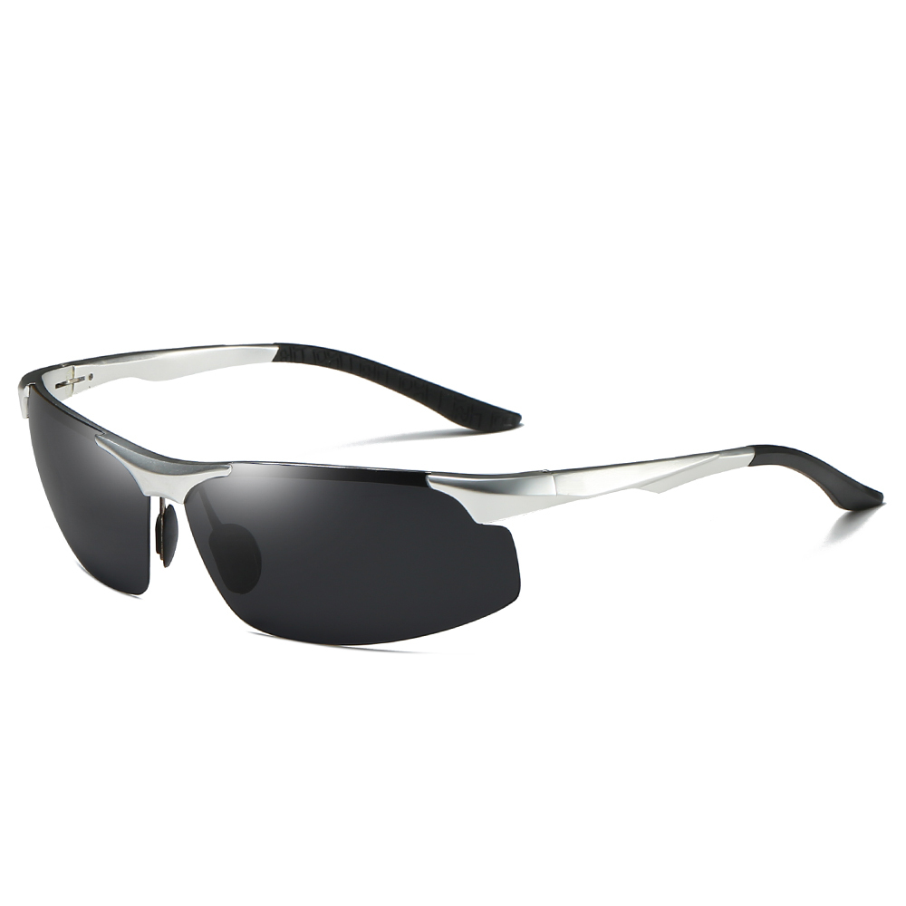 High Quality Aluminium Sport Sunglasses for Men Mountain Climbing Glasses Custom Logo Semi-rimless Wrap Polarized Running Sunglass