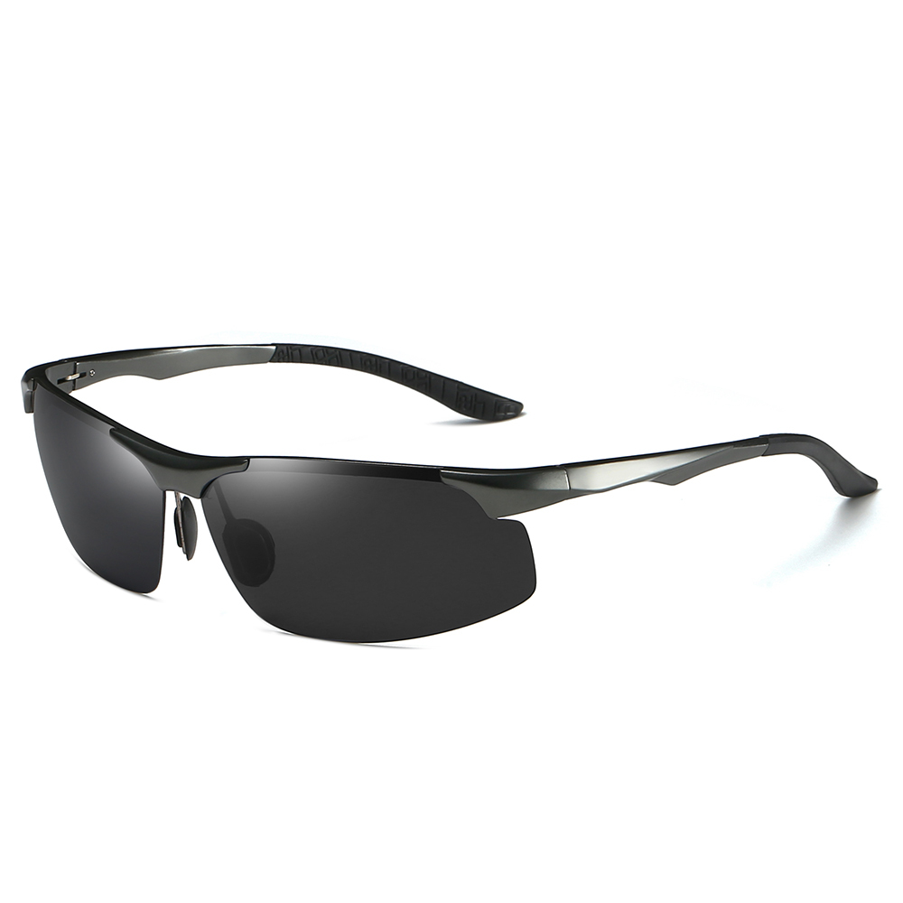 High Quality Aluminium Sport Sunglasses for Men Mountain Climbing Glasses Custom Logo Semi-rimless Wrap Polarized Running Sunglass