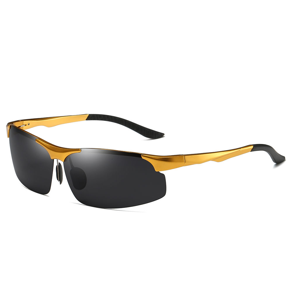 High Quality Aluminium Sport Sunglasses for Men Mountain Climbing Glasses Custom Logo Semi-rimless Wrap Polarized Running Sunglass