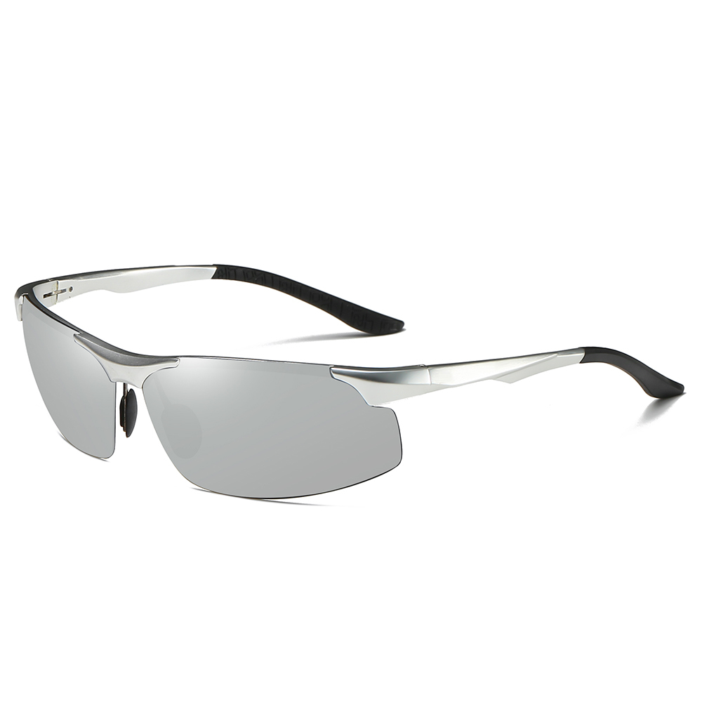 High Quality Aluminium Sport Sunglasses for Men Mountain Climbing Glasses Custom Logo Semi-rimless Wrap Polarized Running Sunglass