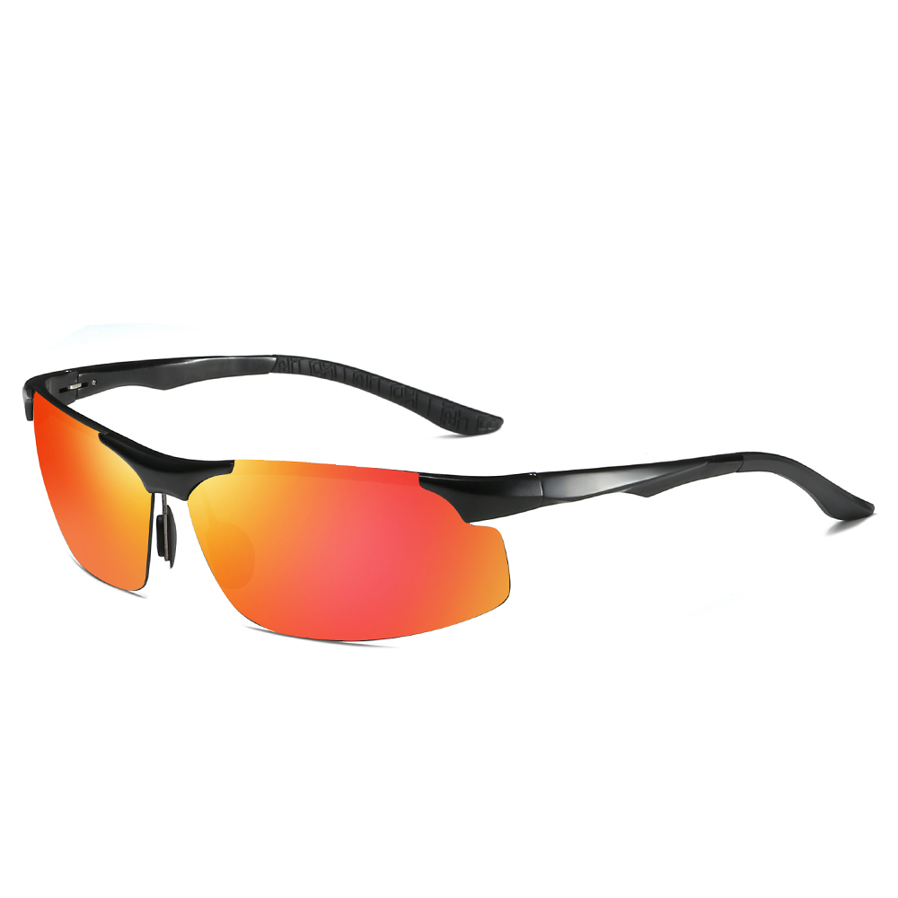 High Quality Aluminium Sport Sunglasses for Men Mountain Climbing Glasses Custom Logo Semi-rimless Wrap Polarized Running Sunglass