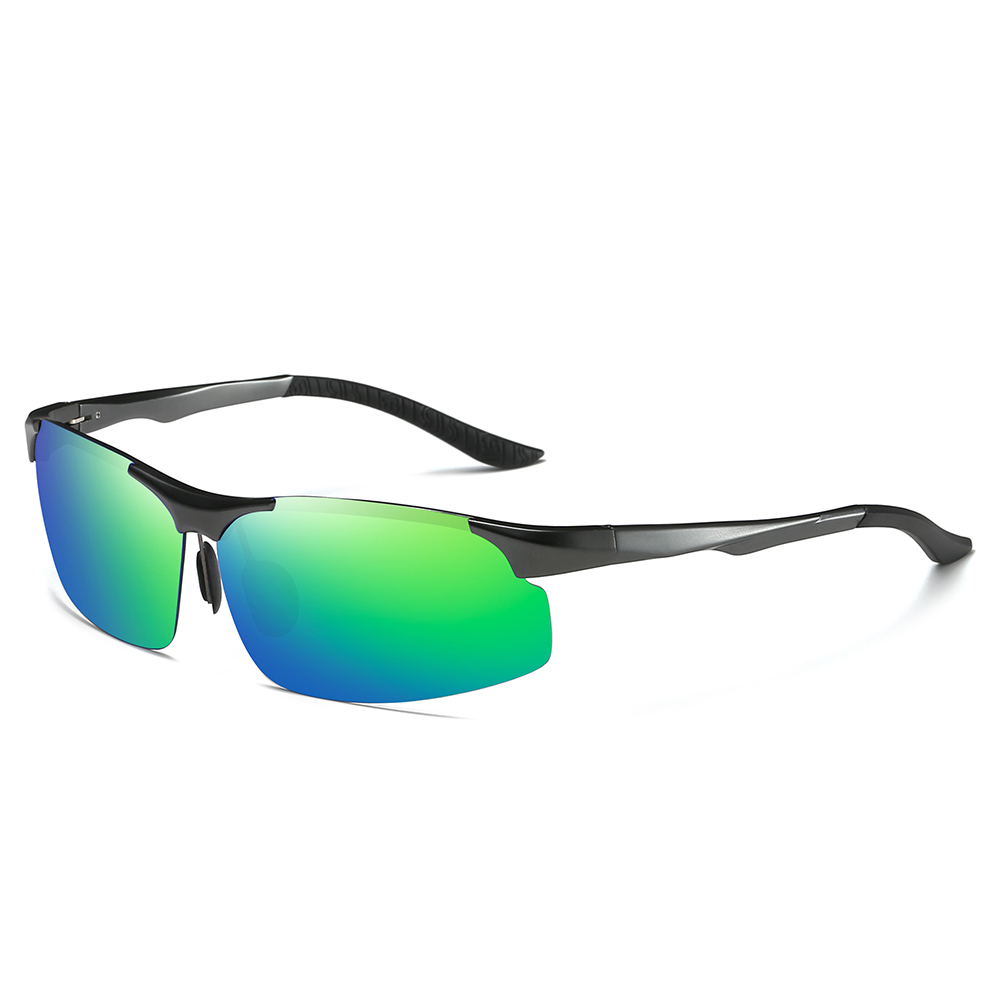 High Quality Aluminium Sport Sunglasses for Men Mountain Climbing Glasses Custom Logo Semi-rimless Wrap Polarized Running Sunglass
