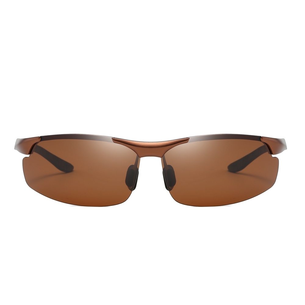 High Quality Aluminium Sport Sunglasses for Men Mountain Climbing Glasses Custom Logo Semi-rimless Wrap Polarized Running Sunglass