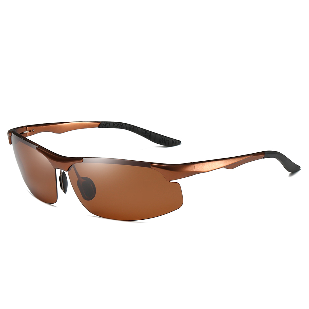 High Quality Aluminium Sport Sunglasses for Men Mountain Climbing Glasses Custom Logo Semi-rimless Wrap Polarized Running Sunglass