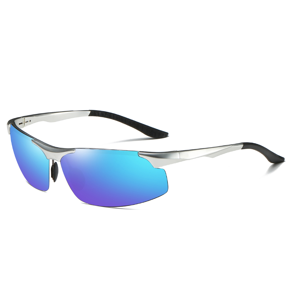 High Quality Aluminium Sport Sunglasses for Men Mountain Climbing Glasses Custom Logo Semi-rimless Wrap Polarized Running Sunglass