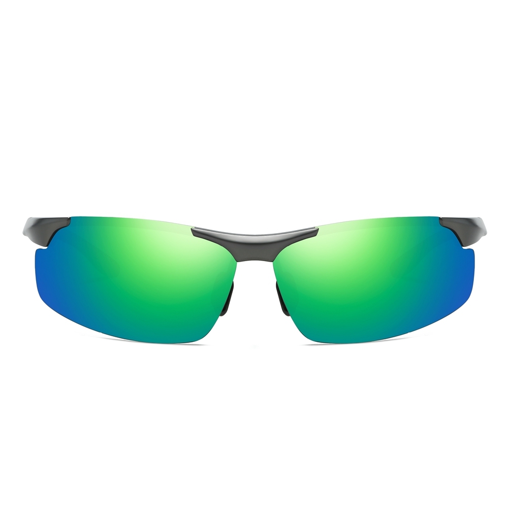 High Quality Aluminium Sport Sunglasses for Men Mountain Climbing Glasses Custom Logo Semi-rimless Wrap Polarized Running Sunglass