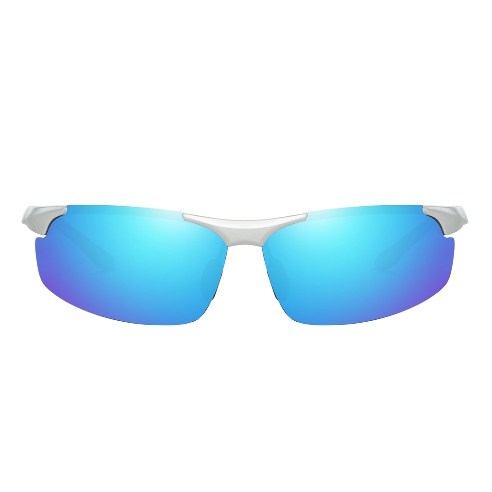 High Quality Aluminium Sport Sunglasses for Men Mountain Climbing Glasses Custom Logo Semi-rimless Wrap Polarized Running Sunglass