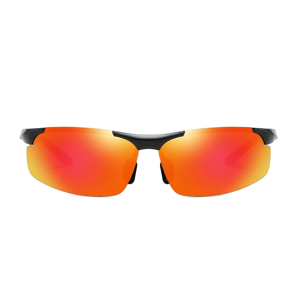 High Quality Aluminium Sport Sunglasses for Men Mountain Climbing Glasses Custom Logo Semi-rimless Wrap Polarized Running Sunglass