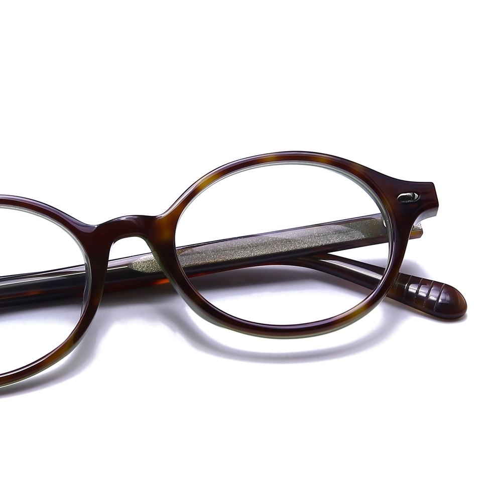 Ready Made Handcrafted Acetate Saddle Bridge Optical Frames Retro Oval Artistic Eyeglasses Intellectual Prescription Glasses Manufacturer China