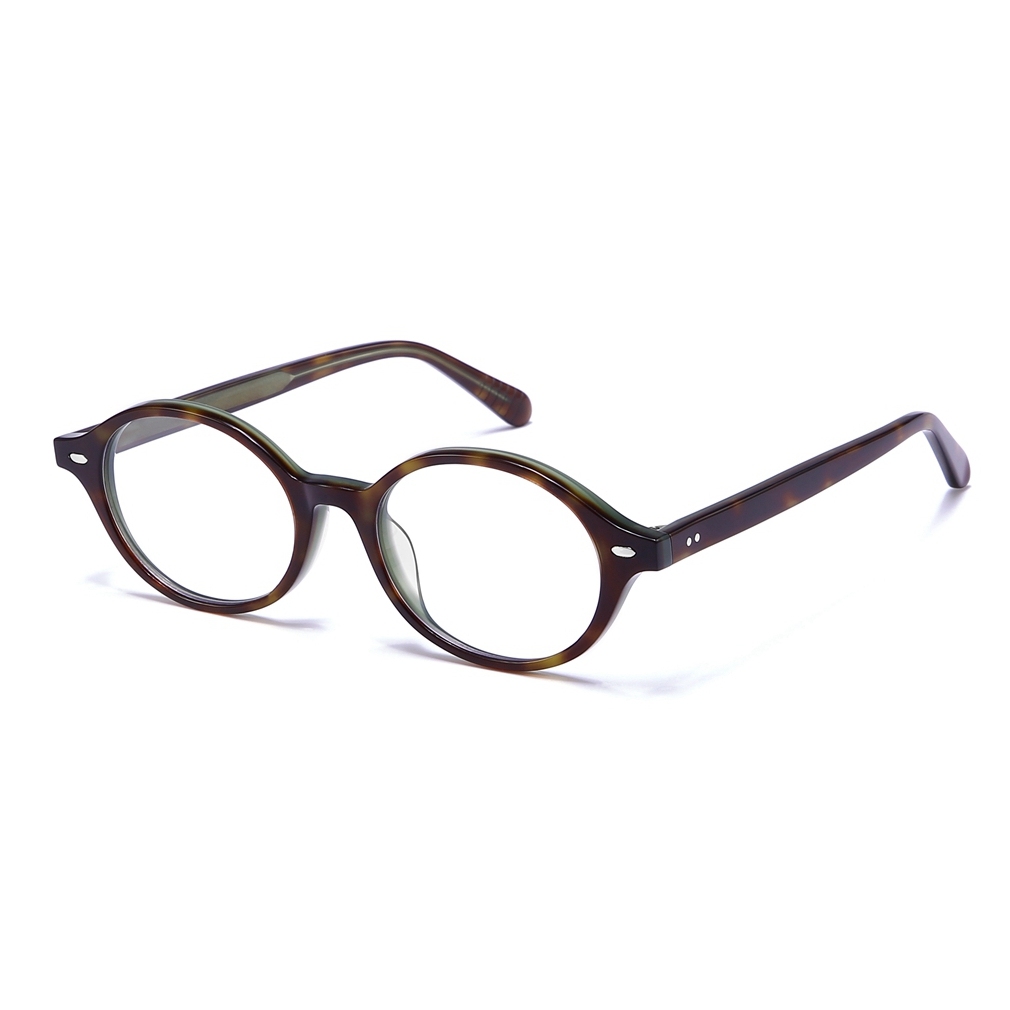Ready Made Handcrafted Acetate Saddle Bridge Optical Frames Retro Oval Artistic Eyeglasses Intellectual Prescription Glasses Manufacturer China