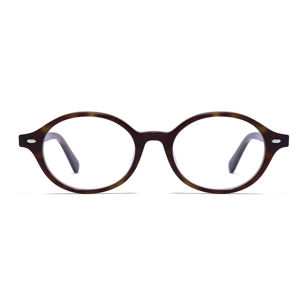 Ready Made Handcrafted Acetate Saddle Bridge Optical Frames Retro Oval Artistic Eyeglasses Intellectual Prescription Glasses Manufacturer China