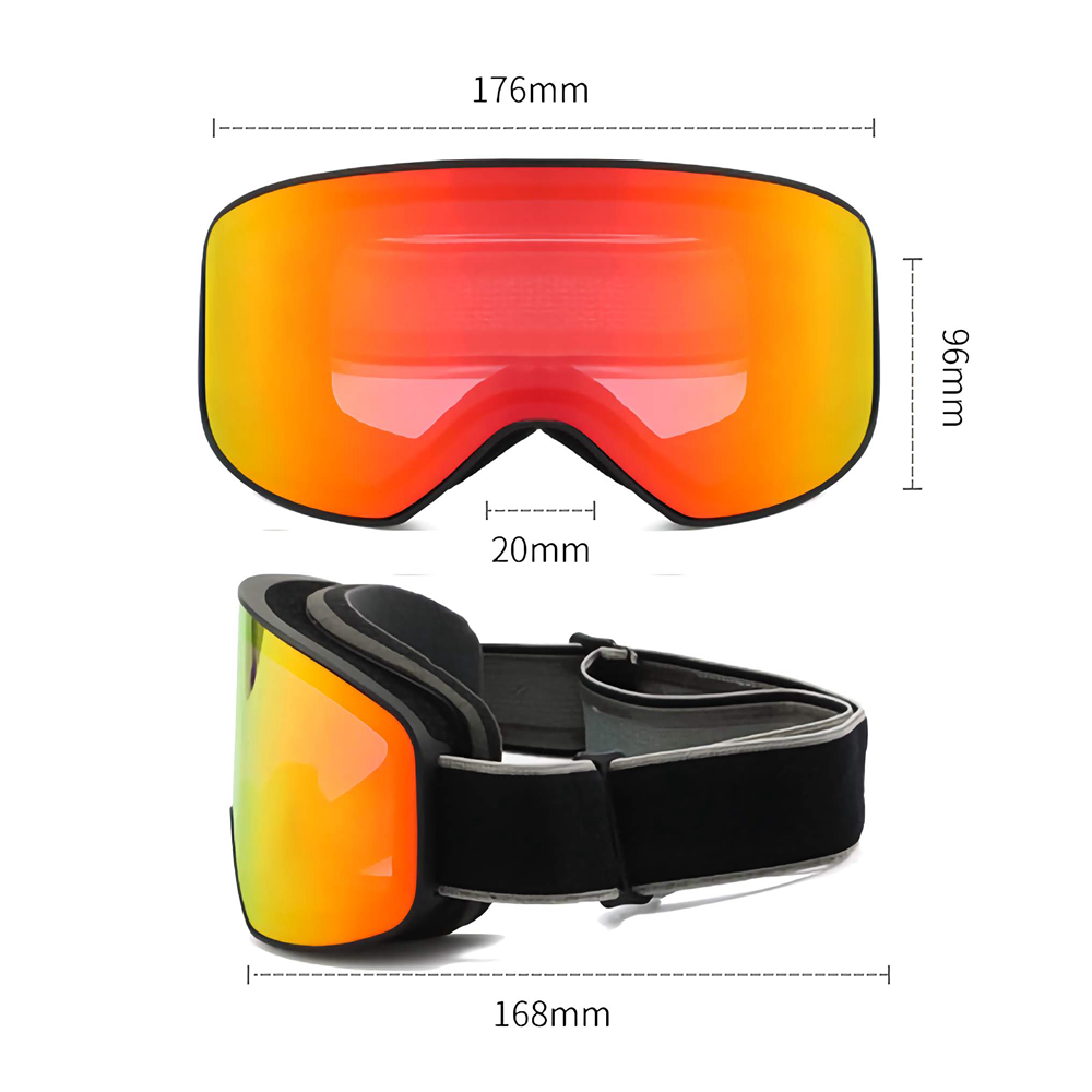 Custom Professional Wide-View Ski & Snowboard Goggles with Anti-Fog UV400 Mirrored Double Layer Lens Winter Sports Snow Eyewear Factory China
