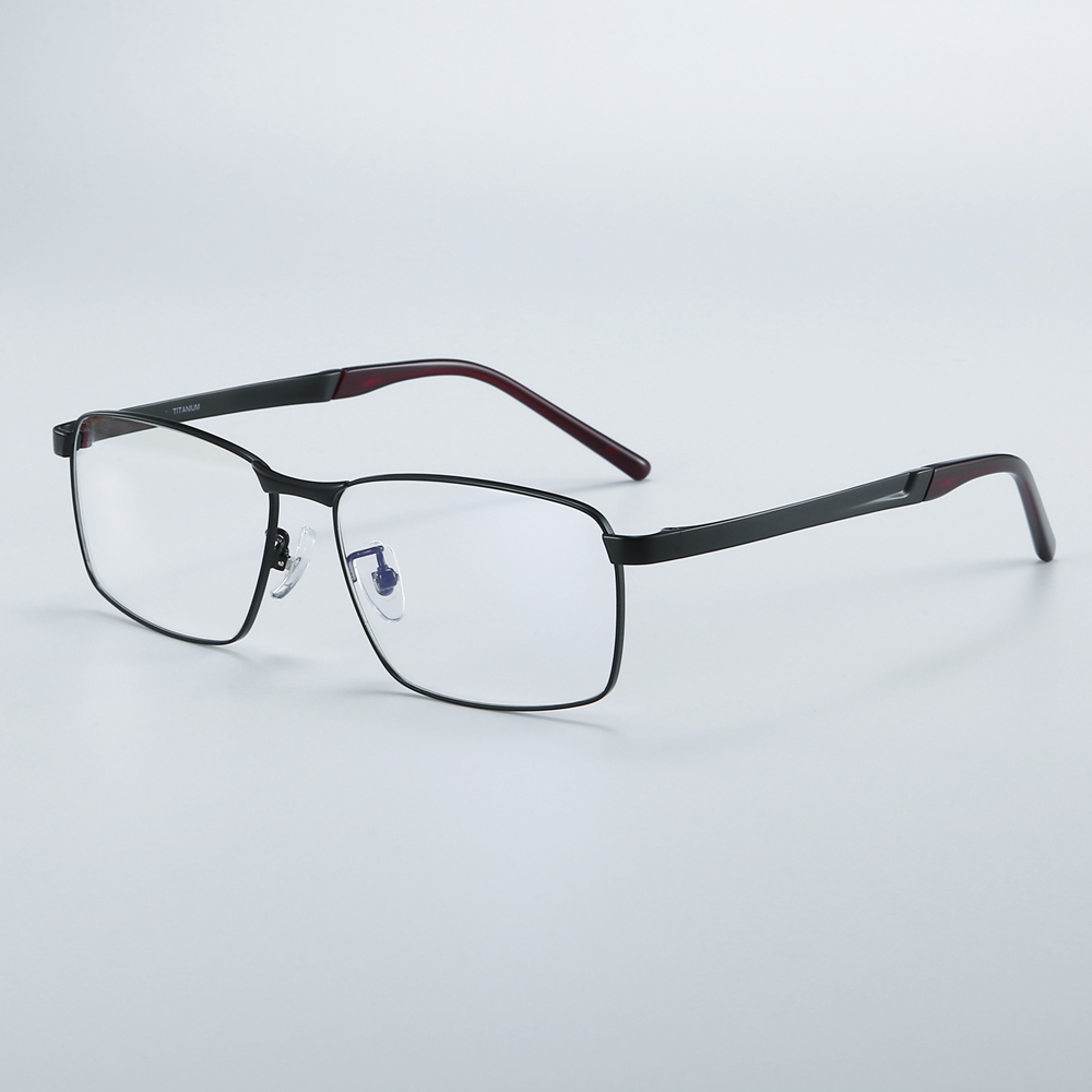 Custom Beta Titanium Matte Finish Full-Rim Rectangular Eyeglasses for Men Traditional Business Formal Glasses Frames Manufacturer China