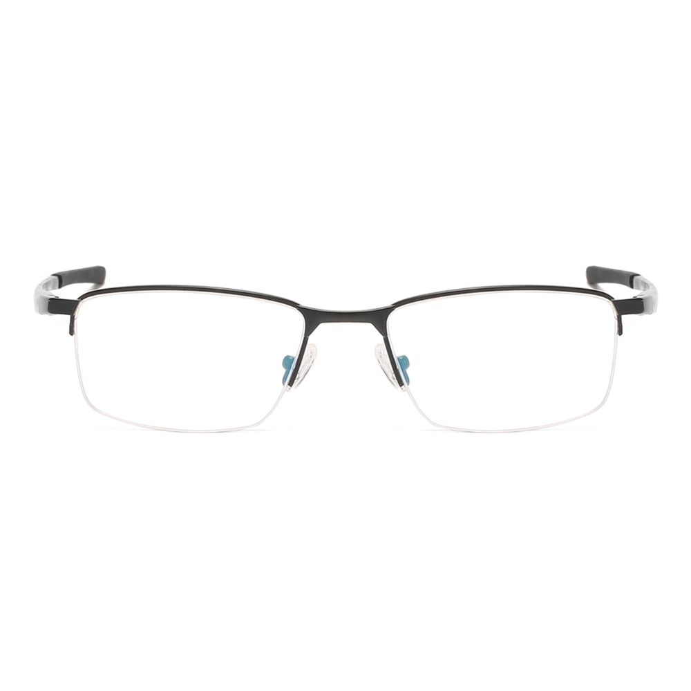 Custom Half Rim Rectangular Metal Glasses Frames Mens Straight Arm Sporty Prescription Eyeglasses for Active Lifestyle Spectacles Manufacturer China