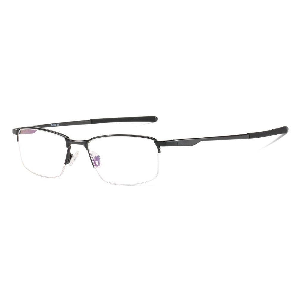 Custom Half Rim Rectangular Metal Glasses Frames Mens Straight Arm Sporty Prescription Eyeglasses for Active Lifestyle Spectacles Manufacturer China