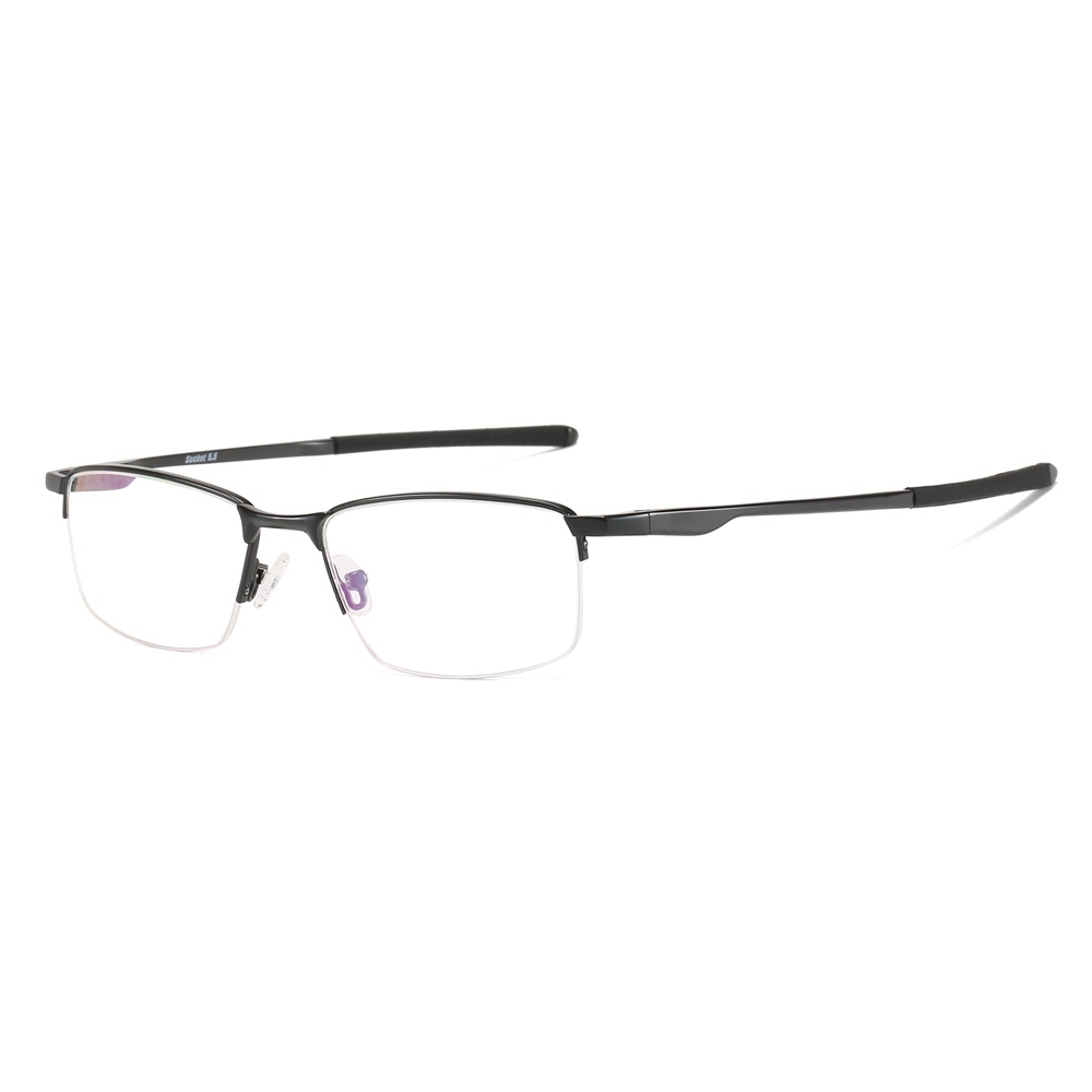 Custom Half Rim Rectangular Metal Glasses Frames Mens Straight Arm Sporty Prescription Eyeglasses for Active Lifestyle Spectacles Manufacturer China