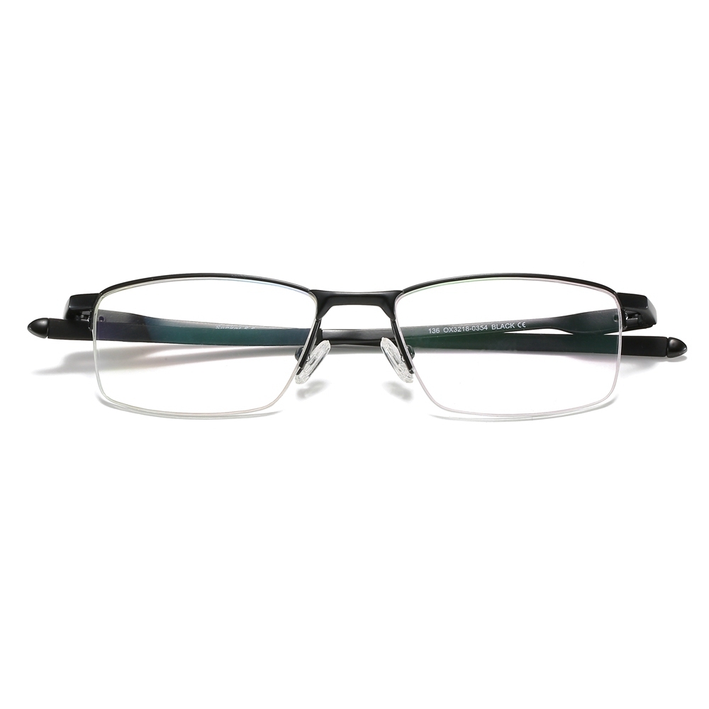 Custom Half Rim Rectangular Metal Glasses Frames Mens Straight Arm Sporty Prescription Eyeglasses for Active Lifestyle Spectacles Manufacturer China