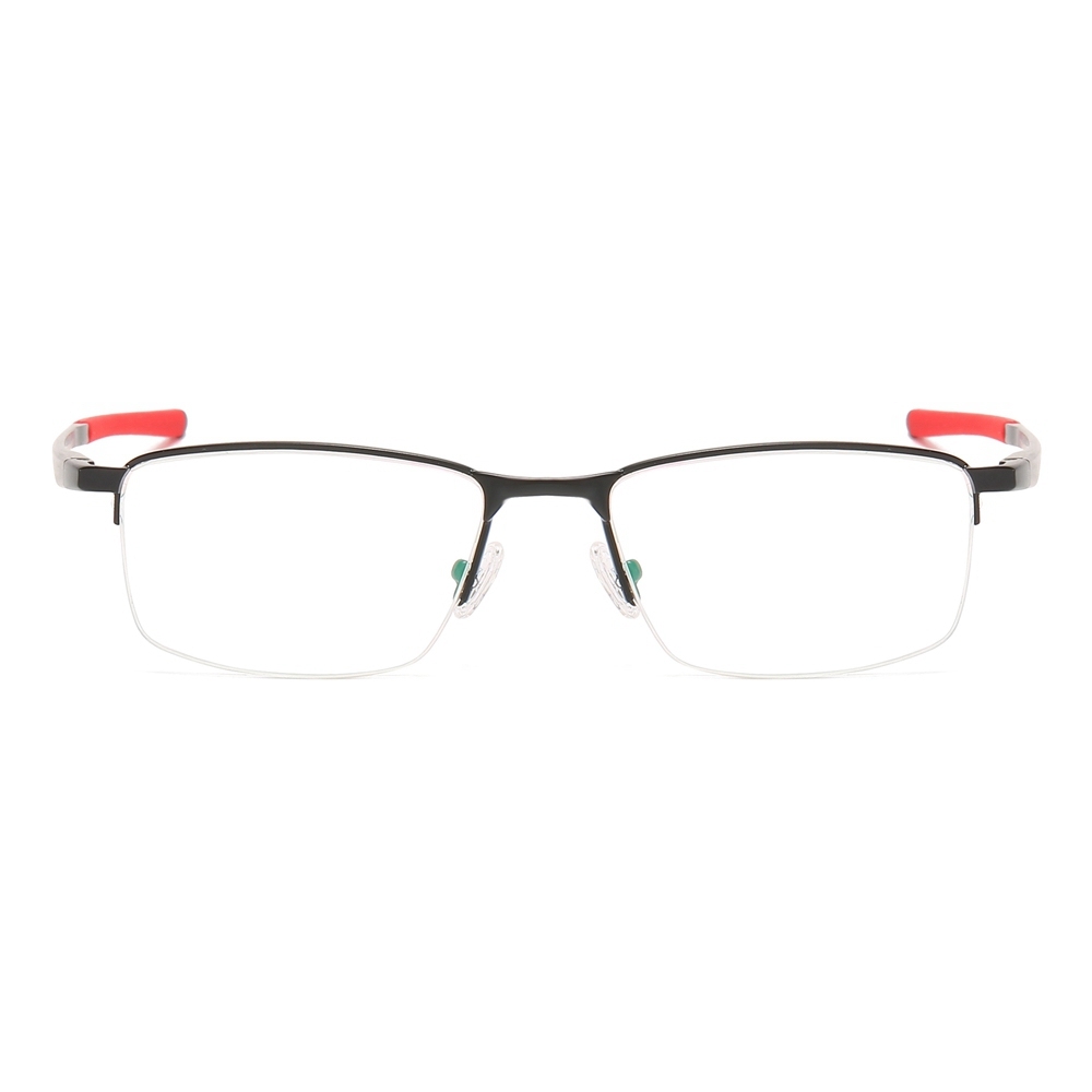 Custom Half Rim Rectangular Metal Glasses Frames Mens Straight Arm Sporty Prescription Eyeglasses for Active Lifestyle Spectacles Manufacturer China