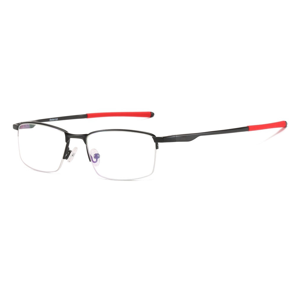 Custom Half Rim Rectangular Metal Glasses Frames Mens Straight Arm Sporty Prescription Eyeglasses for Active Lifestyle Spectacles Manufacturer China